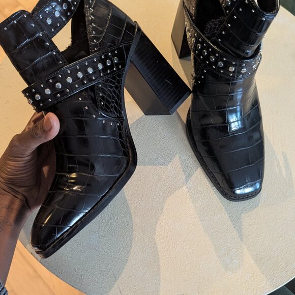 Faux Leather Belted Heel - Picture 4 of 8